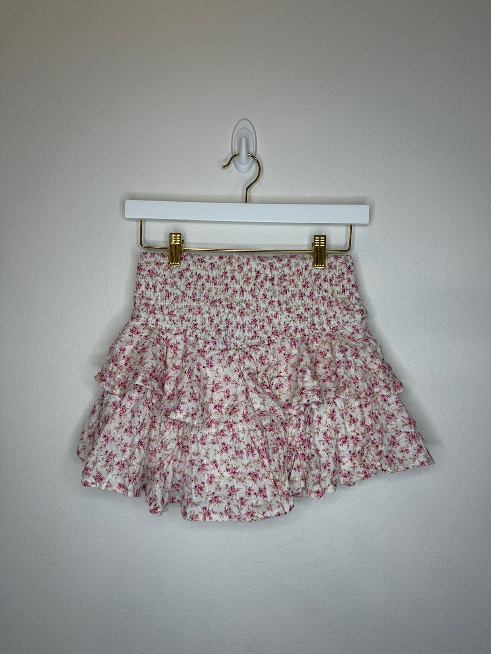 Altar’d State Floral Smocked Tiered Mini Skirt - Pink